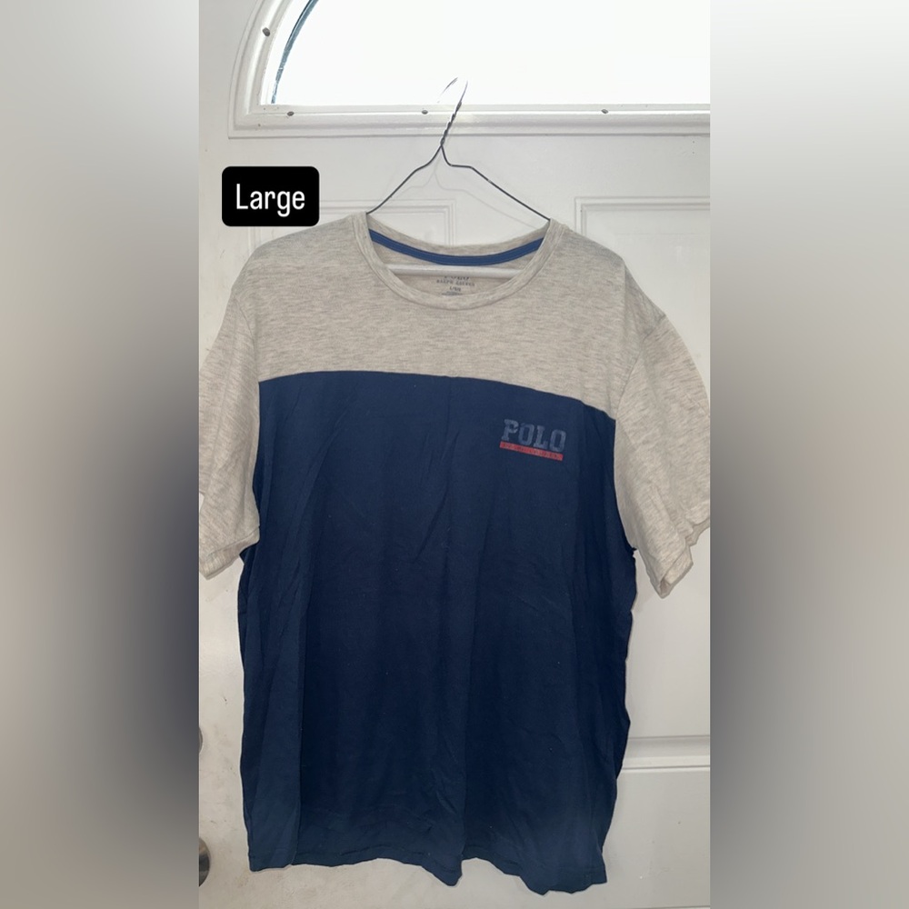 Polo by Ralph Lauren Men's Navy and Light Gray Shirt